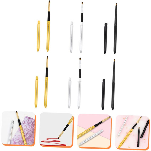 6pcs Lip Brush with Covers Portable Makeup Applicators for Women Bionic Tips 2