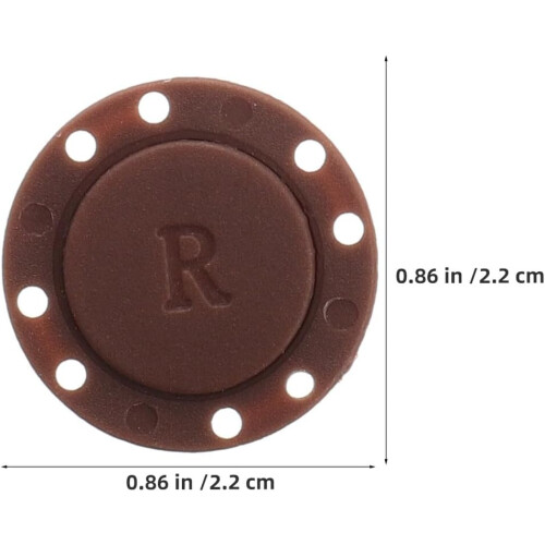5 par runda magnetiska knappar, 2,2 cm diameter, kaffefärgade, handsydda tryckknappar 1