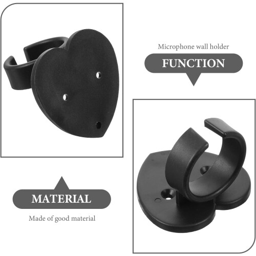 6Pcs Microphone Hook Wall Mount Holder with Anti-Rolling Rings and Heart-Shaped Clips 2