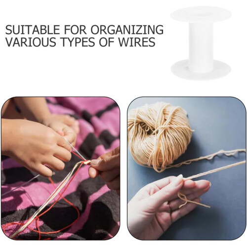 5Pcs White Plastic Wire Spools Thread Bobbins Sewing Thread Organizer Cord and Ribbon Holder 2