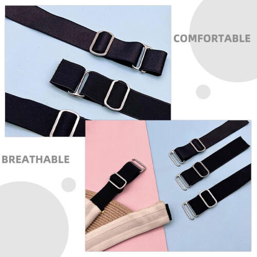 6pcs Adjustable Thickened Elastic Hat Extender Straps with Silver Buckles 2.5cm Width 2