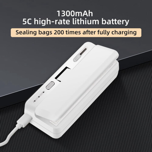Mini bag sealer USB-powered heat sealer and cutter white 1