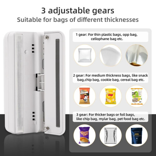 Mini bag sealer USB-powered heat sealer and cutter white 2
