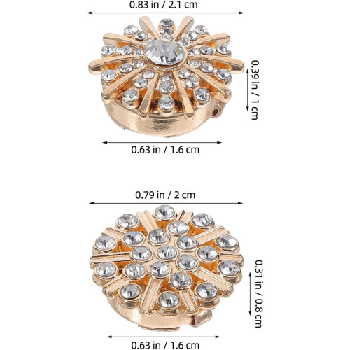 4pcs Gold-Plated Button Covers for Shirts Rhinestone Shirt Button Covers 1