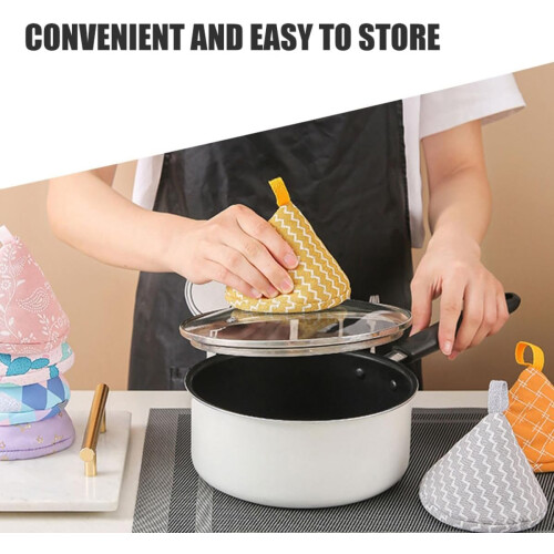 4pcs Anti-scald Pot Gloves Cooking Pot Lid Covers Triangular Heat Resistant Polyester 2
