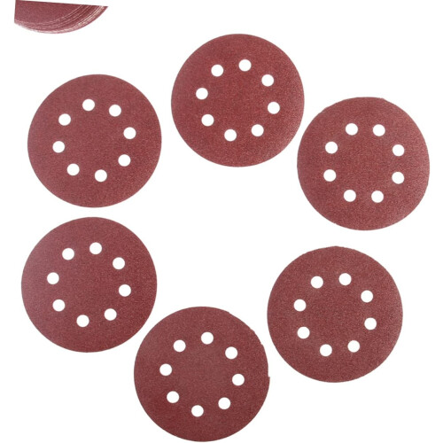 50pcs 8 Hole 5 Inch Hook and Loop Sanding Discs 100 Grit Circular Pads 1