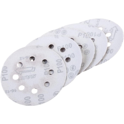 50pcs 8 Hole 5 Inch Hook and Loop Sanding Discs 100 Grit Circular Pads 2