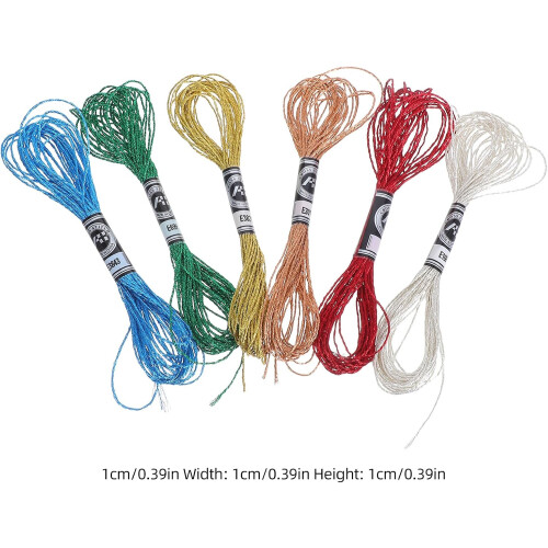 6pcs Metallic Embroidery Thread Set for DIY Projects and Goldwork, Assorted Color Polyester Floss 1