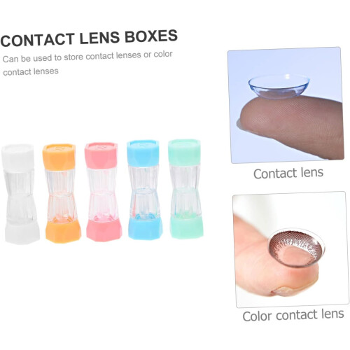 5pcs Glasses Case Multiple Storage Plastic Lens Organizer Leakproof Portable for Travel Work School 2