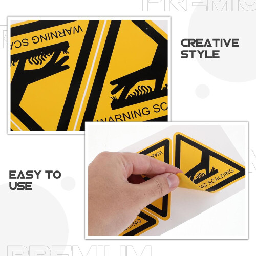 6pcs Equipment Safety Warning Sticker Triangle Caution Hot Surface Label Self-adhesive Vinyl 2