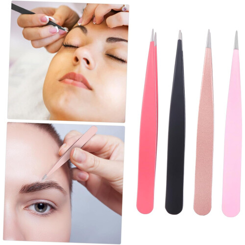 pinzas de depilar de acero inoxidable con punta para cejas 1