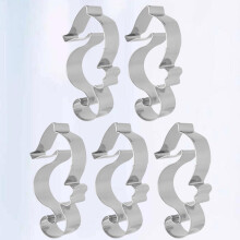 5pcs moldes de biscoitos cortadores de frutas moldes de cozinha de bolo de aço inoxidável forma de cavalo marinho anti-aderente fácil de limpar