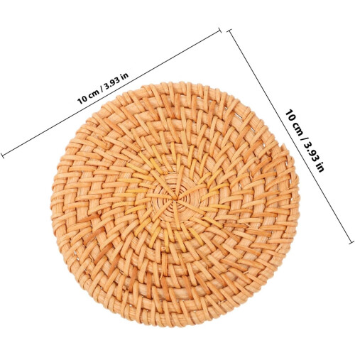 Dessous de verre isolant thermique rond en rotin, support décoratif rustique 1