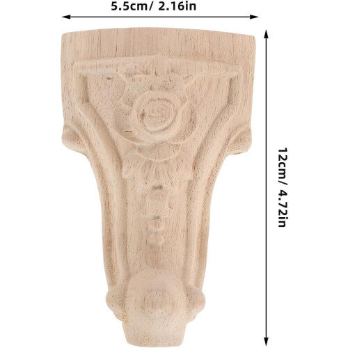4 Stück Massivholz-Möbelbeine mit elegantem Schnitzdesign 1