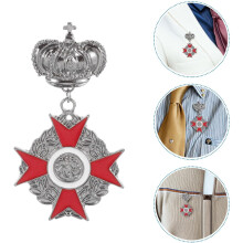6pcs Vintage British Medal Crown Brooch for Men Lapel Pin Royal Costume Jewelry Wedding Events Holiday Parties