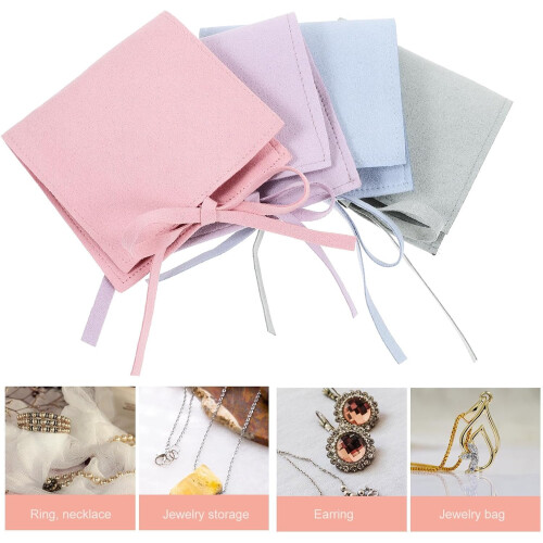 Set di 4 sacchetti in microfibra per gioielli e accessori, leggeri e facili da trasportare. 2