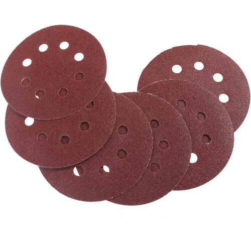 50pcs 5 Inch 8-hole 40 Grit Hook and Loop Sanding Discs Circular Pads 2