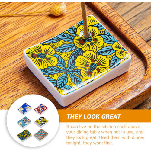 6pcs Japanese-Style Chopsticks Racks Decorative Chopstick Rest Rectangular Ceramic Elegant Creative 2