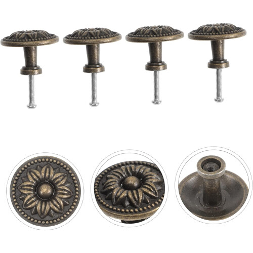 4pcs Bronze Handle for Dresser Round Knobs for Cabinet Doors Vintage Knobs 1