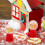 Mini gumball machine toy red candy dispenser 3 pcs 3