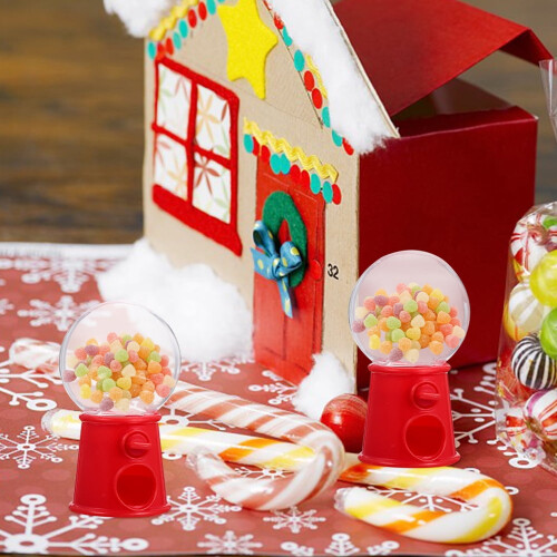Mini gumball machine toy red candy dispenser 3 pcs 2