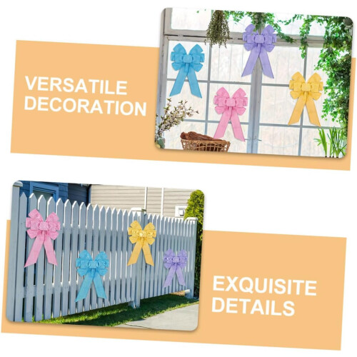 Elegant Easter Wreath Bow Set 4 Large Spring Decorations Durable Polyester Bows for Home Party 2