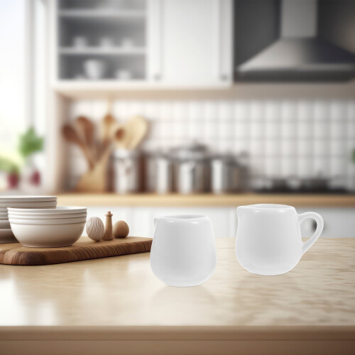 White Ceramic Milk Pot Set – 6 pcs 2