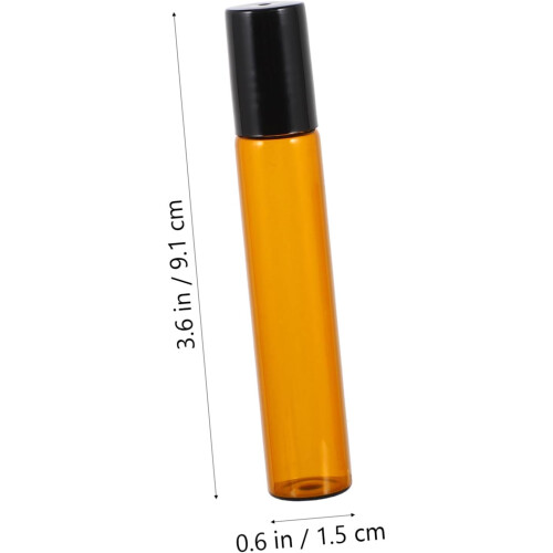 10pcs Refillable Glass Roller Bottles with Black Caps Essential Oil Containers 1