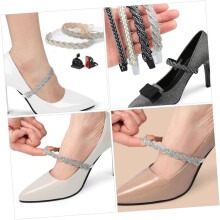 Paar verstellbare Fersenriemen für Damen-High Heels, bequeme Leder- und Strass-Fersenbänder verhindern das Abrutschen der Schuhe