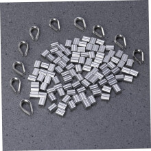 50 stuks aluminium kabelklemmen en roestvrijstalen kabelkousen voor kabelbevestiging, geschikt voor staalkabelset