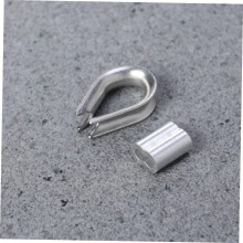 50pcs Wire Rope Chuck Aluminum Cable Crimps and Stainless Steel Thimble for Cable Fixing for Wire Rope Kit