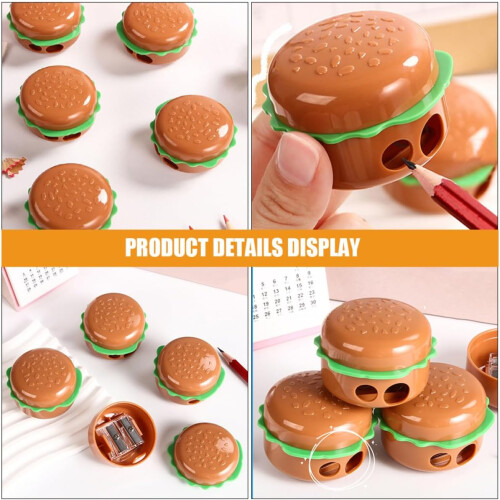 5 taille-crayons manuels en forme de hamburger 2