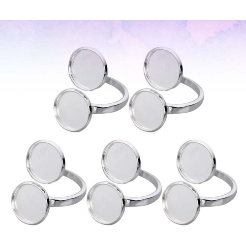 5pcs Adjustable Silver Plated Ring Bases 12mm Inner Diameter Portable Ring Holders 2