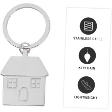 4-teiliges Schlüsselanhänger-Set mit Hausanhängern aus Metall, silberne Schlüsselanhänger als Einzugsgeschenk, Tasche