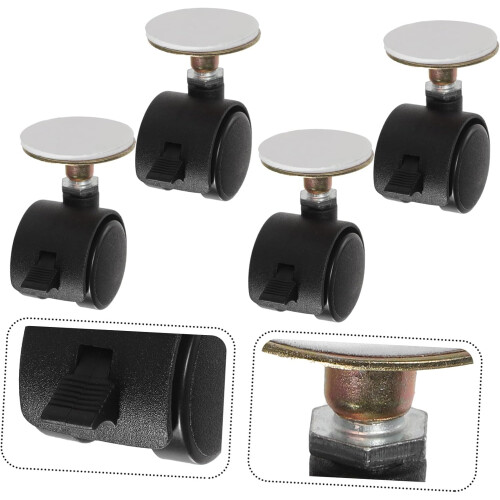 4pcs Small Adhesive Wheels Mini Sticky Pulley Casters Rotation for Table Trash Can 1