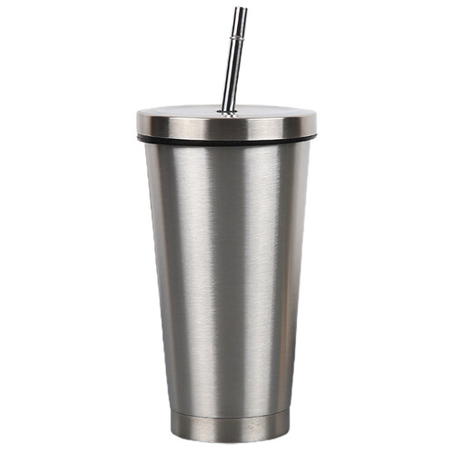 Bicchiere termico in acciaio inox con coperchio antigoccia e cannuccia 1