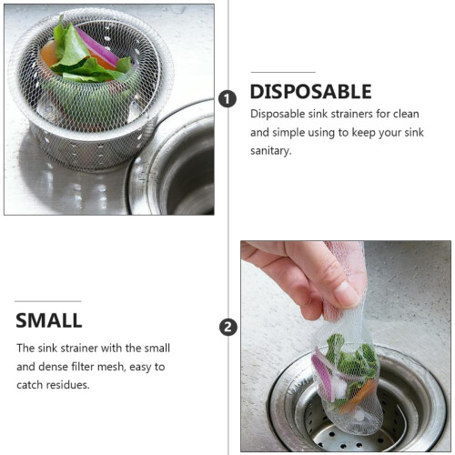 400pcs Kitchen Sink Strainer Mesh Bags with Small and Dense Pe Filter Mesh 2