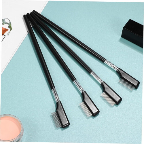Metal Eyelash Comb and Lash Separator Tool 4pcs Long Handle Eye Lash Separation Brush 1