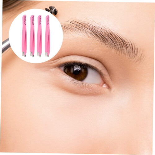 4 pinzas para cejas con peine y punta angular 2