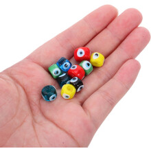 30 perline di vetro rotonde con ciondolo a forma di occhio di Allah per la creazione di braccialetti e collane fai da te.
