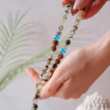 30 glazen kralen met boze oog-bedeltjes, ronde kralen voor het maken van armbanden en kettingen (DIY handwerkset)