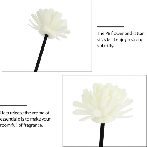 Lot de 4 bâtonnets diffuseurs de parfum en forme de fleur, en rotin et PE. 2
