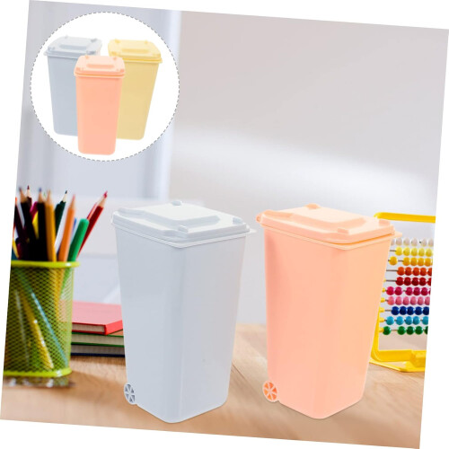 4pcs Trash Can Covered Garbage Can Decorative Tiny Waste Bucket Pen Holder 1