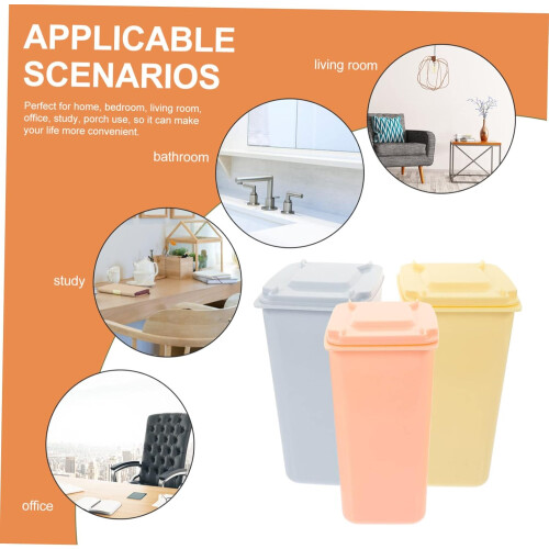 4pcs Trash Can Covered Garbage Can Decorative Tiny Waste Bucket Pen Holder 2