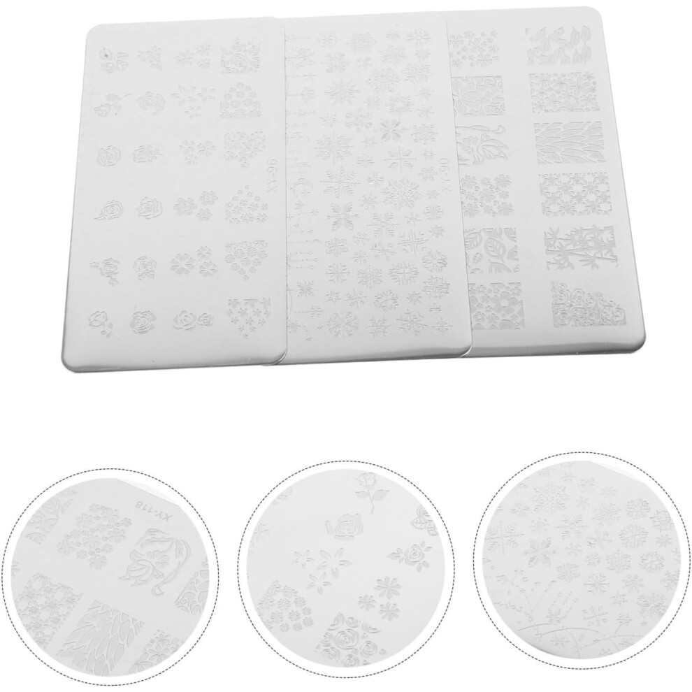 Hkhbjs 3Pcs Nail Art Stamping Plates French Nail Stamp Art Stamper Plates Stamps Kit