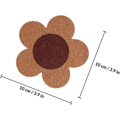 4pcs Coaster Pad Flower Pattern Coasters 4.7x4.7x0.4inch Cork Wood Creative Style Non-Slip Surface Protector 1