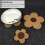 4pcs Coaster Pad Flower Pattern Coasters 4.7x4.7x0.4inch Cork Wood Creative Style Non-Slip Surface Protector 5