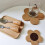 4pcs Coaster Pad Flower Pattern Coasters 4.7x4.7x0.4inch Cork Wood Creative Style Non-Slip Surface Protector 8