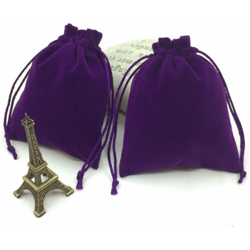 5pcs Purple Velvet Drawstring Bundle Pockets for Electronics Cable Management Bags 1