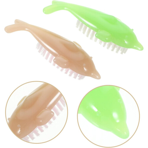4pcs Dolphin-shaped Fingernail Cleaning Brushes Portable Soft Nail Dust Removal Tool